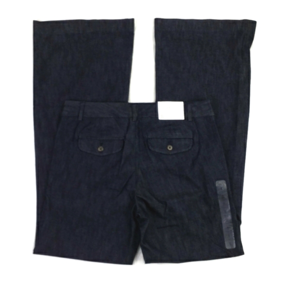 GAP Dark Blue Wash Low Rise Straight Flare Leg Denim Trouser Jeans Womens 8L NWT - Picture 4 of 15
